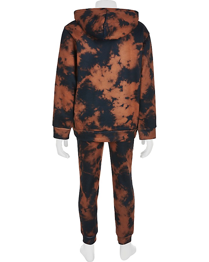 Boys black bleached tie dye outfit