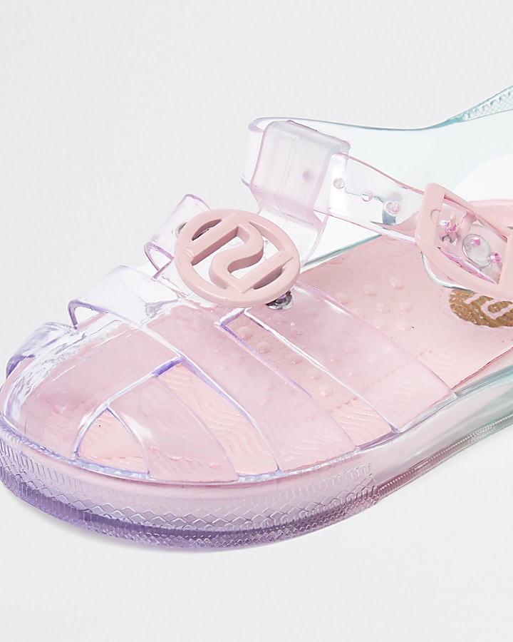 Mini girls pink pastel rainbow jelly sandals