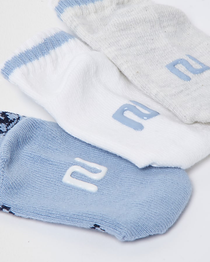 Baby blue monogram socks 5 pack