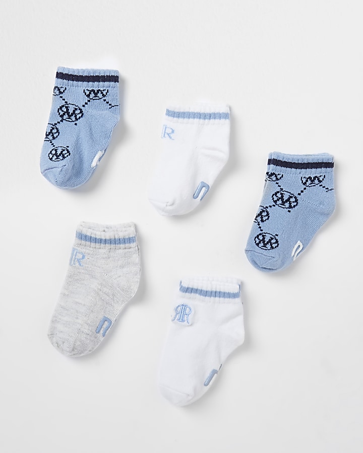 Baby blue monogram socks 5 pack