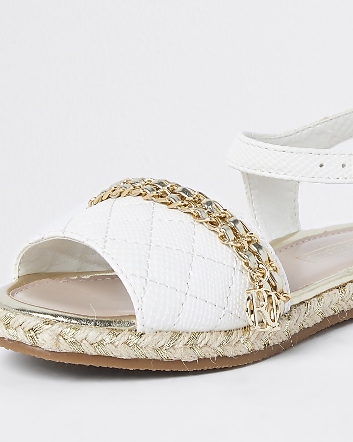 Girls white quilted chain sandal