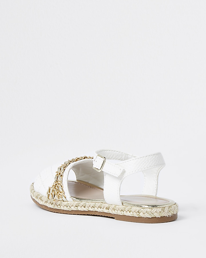 Girls white quilted chain sandal
