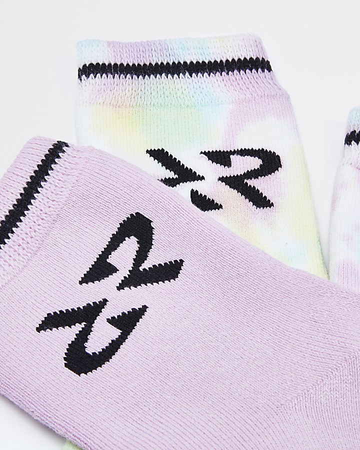 Girls pink tie dye sports socks 2 pack