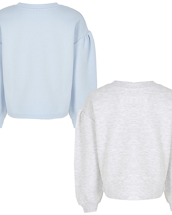 Girls blue 'Lamour'  sweatshirt 2 pack