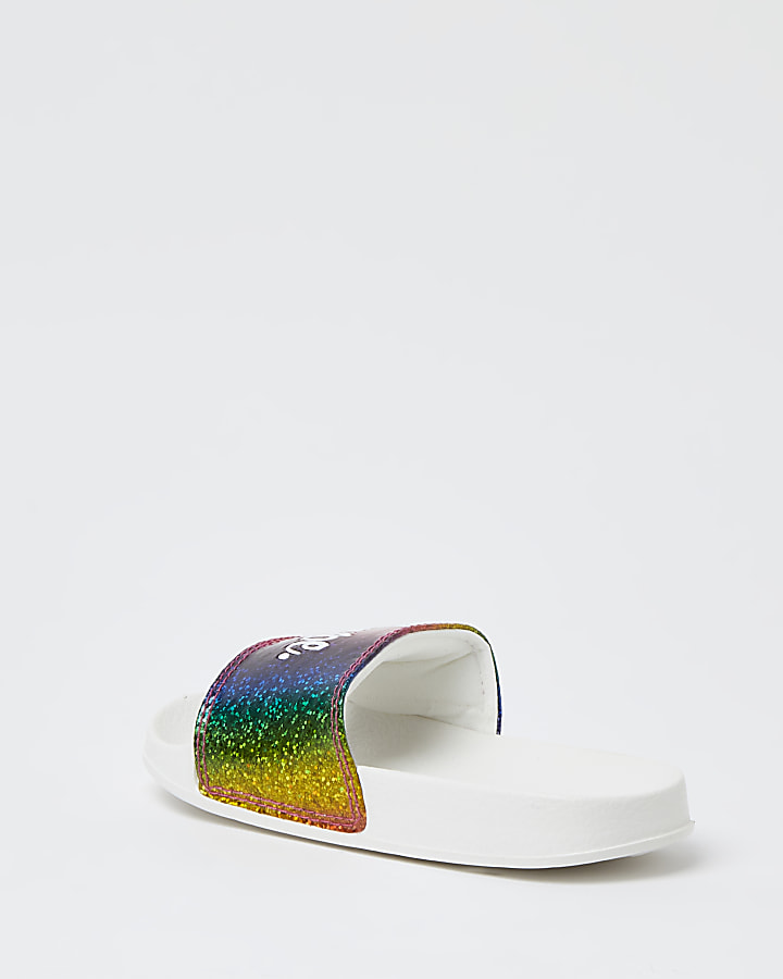 Girls Hype white holographic sliders