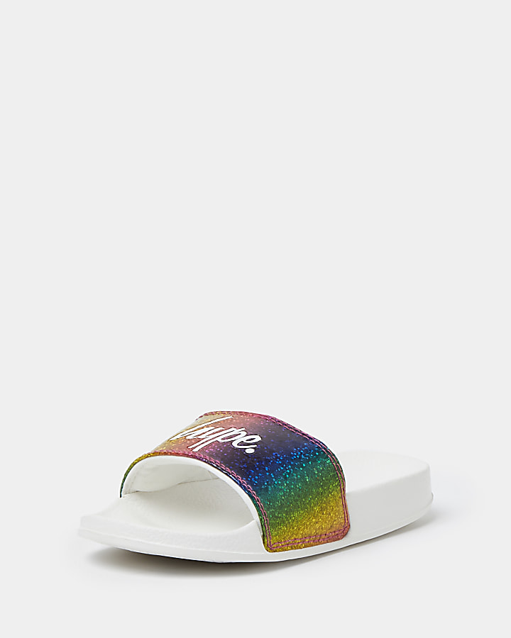 Girls Hype white holographic sliders
