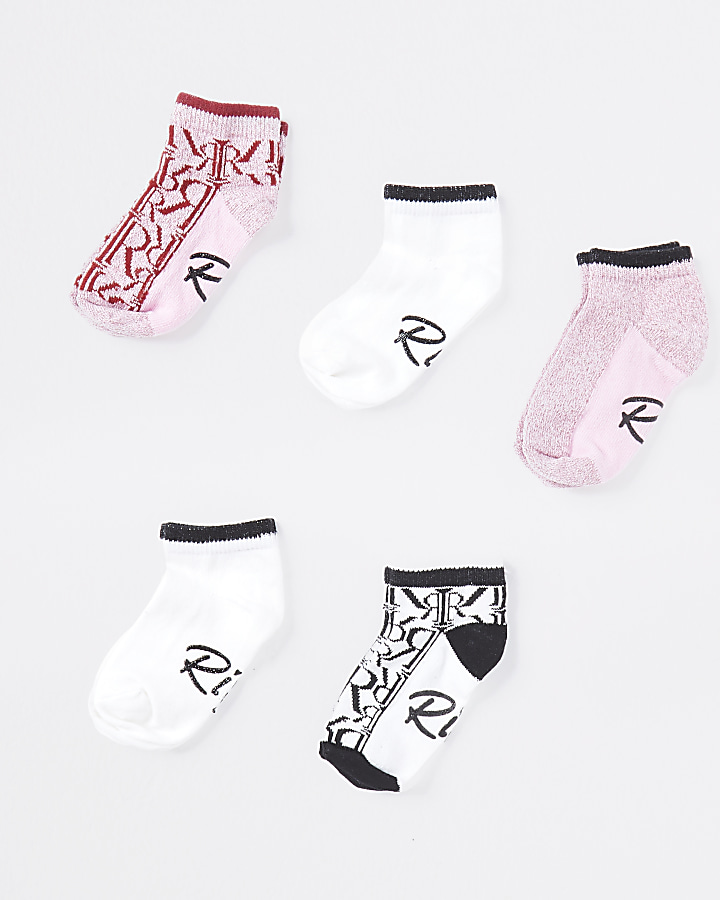 Mini girls pink RI trainer socks 5 pack