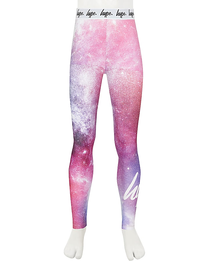 Girls pink Hype galaxy leggings