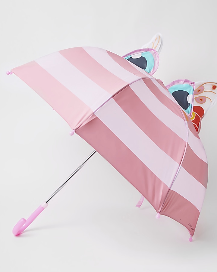 Girls pink stripe butterfly umbrella