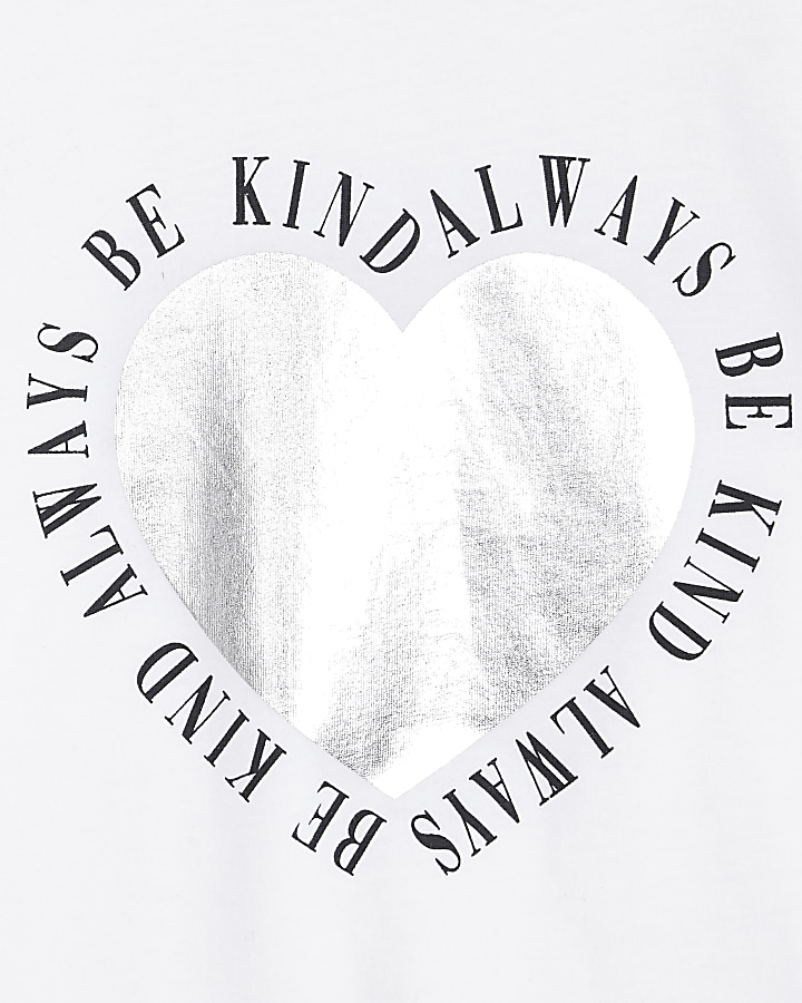 Mini girls white 'Be kind always' t-shirt