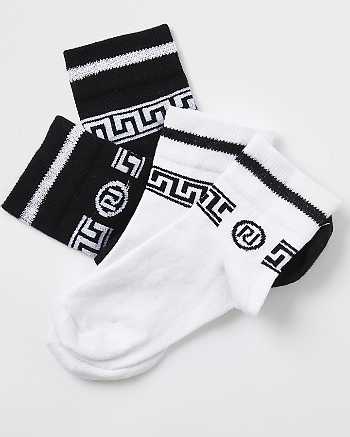 Boys black RI monogram sport socks