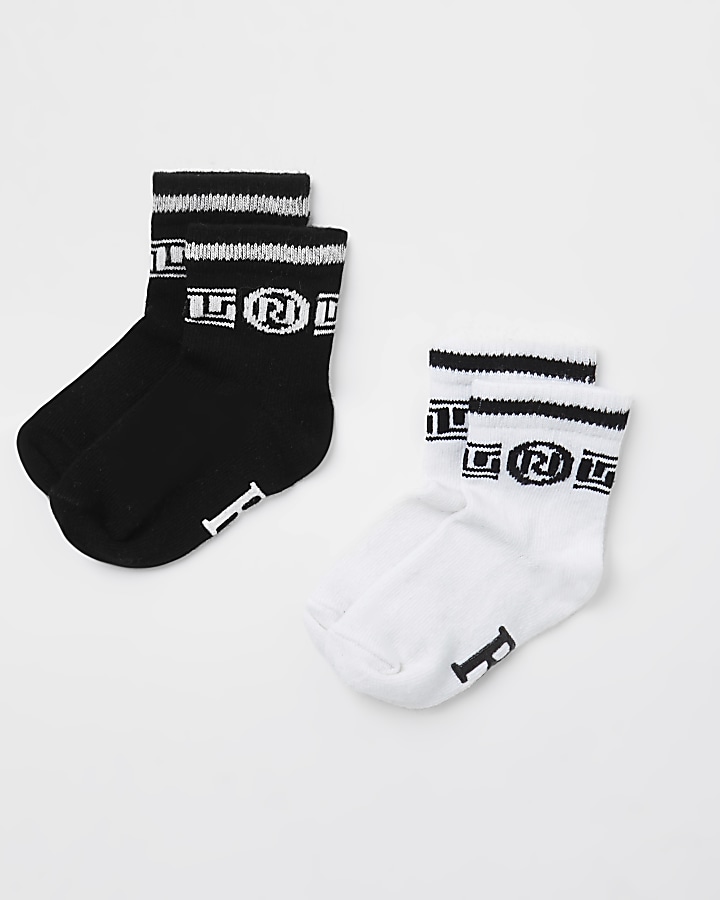 Mini boys black RI monogram sport socks