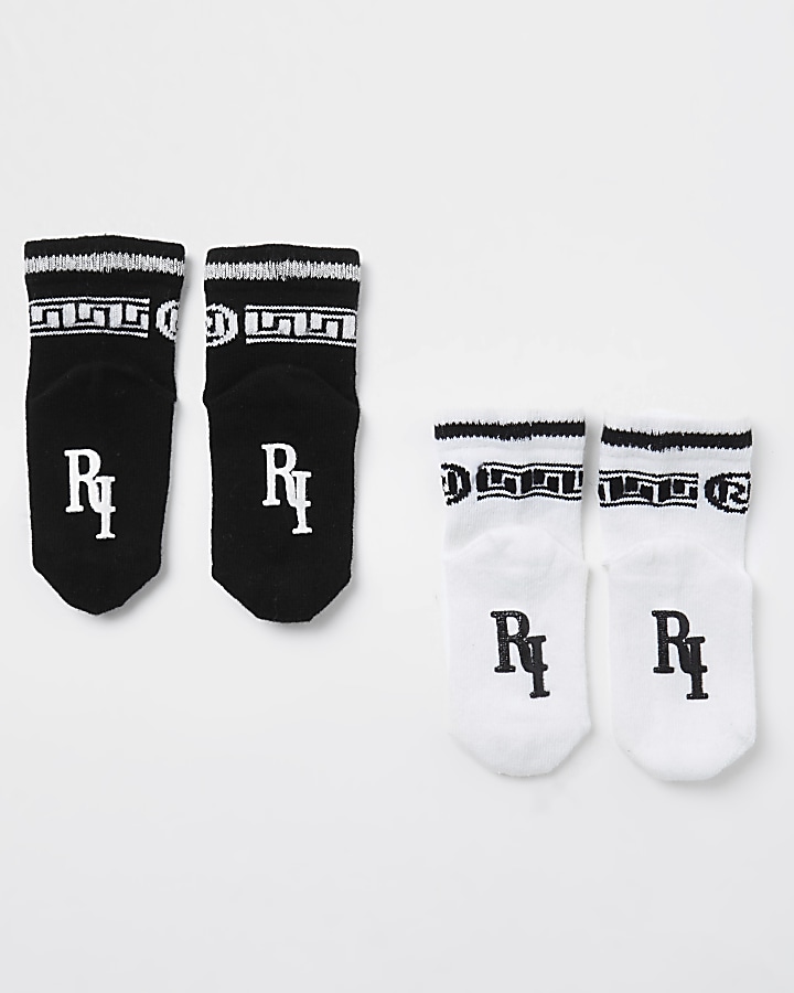 Mini boys black RI monogram sport socks