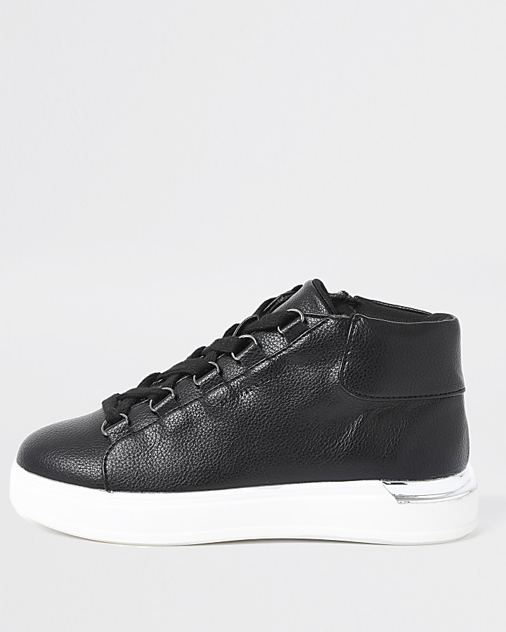 Boys black high top trainers