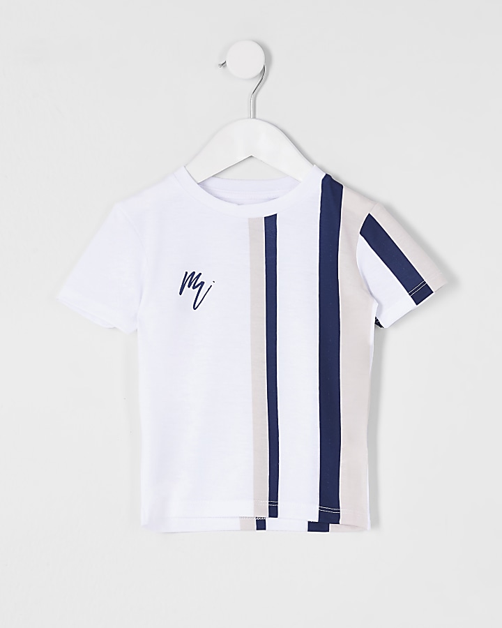 Mini boys white stripe t-shirt