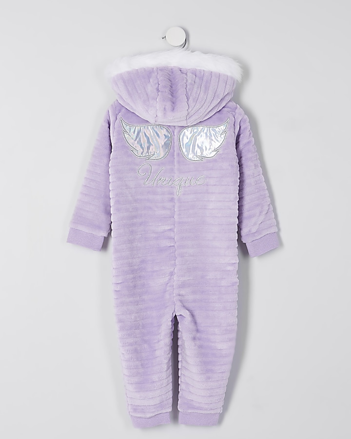 Mini girls purple 'Unique' cosy onesie
