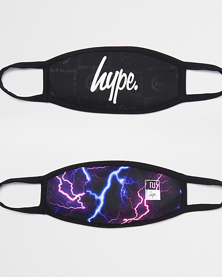 Hype black face coverings pack of 2