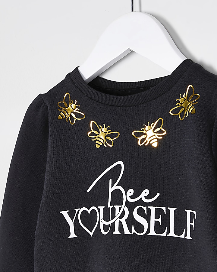 Mini girls black 'Bee yourself' sweatshirt