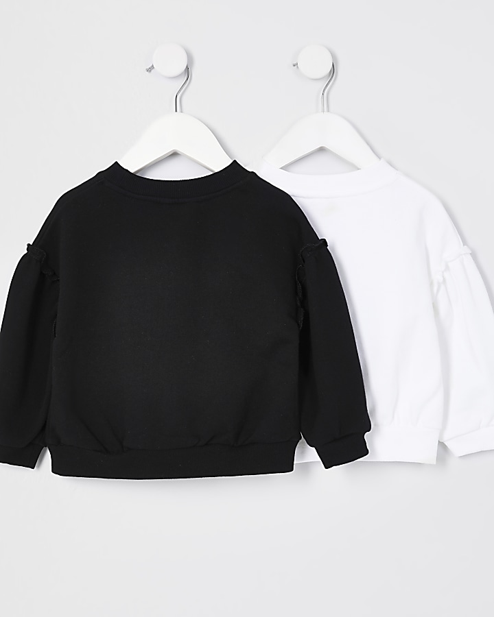 Mini girls black print sweatshirt 2 pack