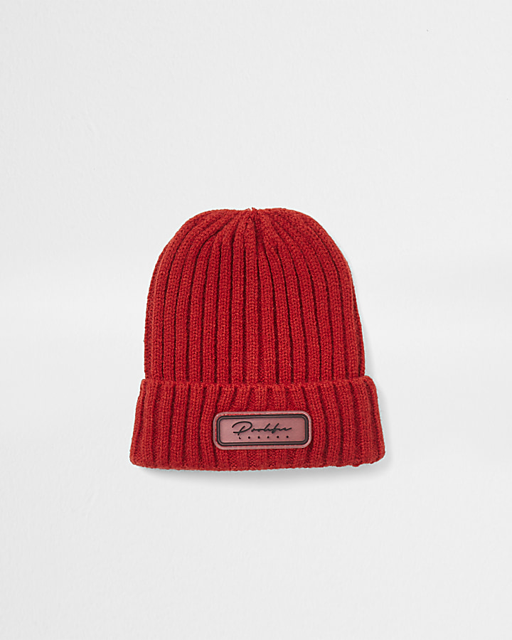 Mini boys red Prolific beanie hat