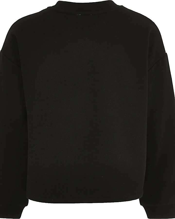 Girls black organza collar sweatshirt