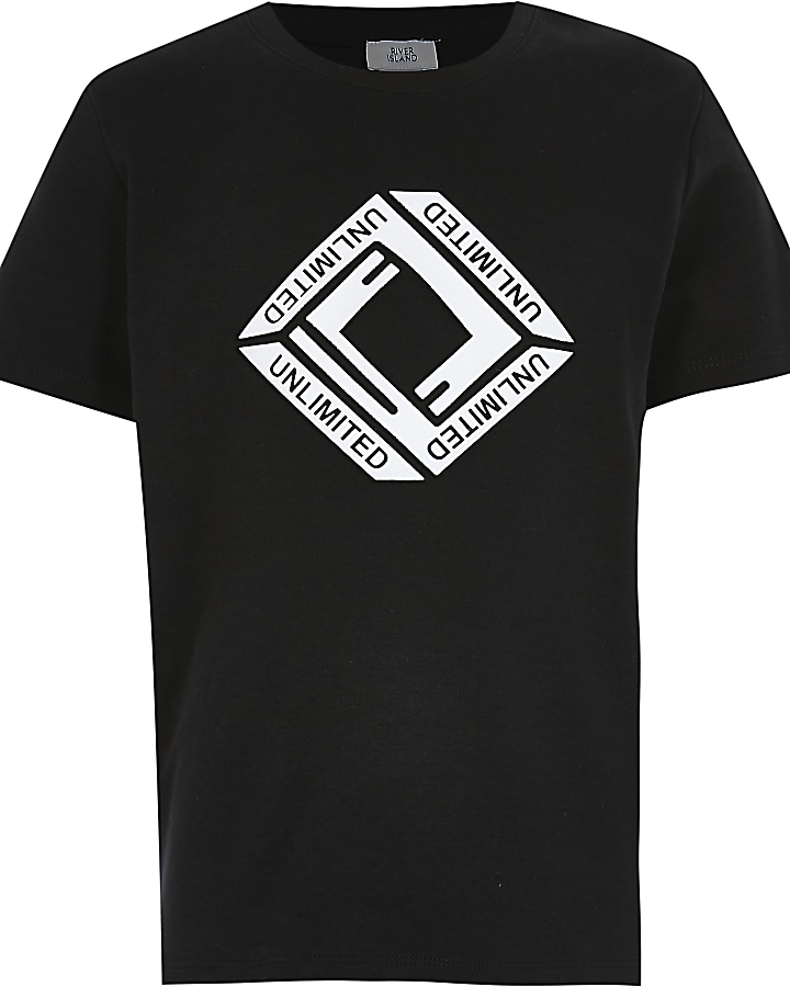 Boys black triangle embossed t-shirt