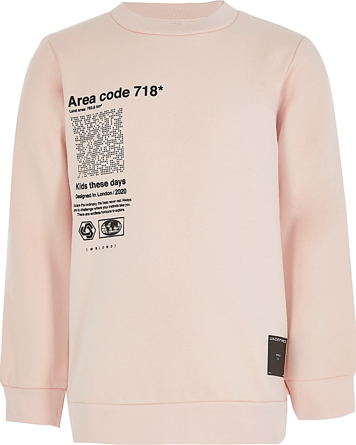 Boys pink 'Undefined' chest print sweatshirt