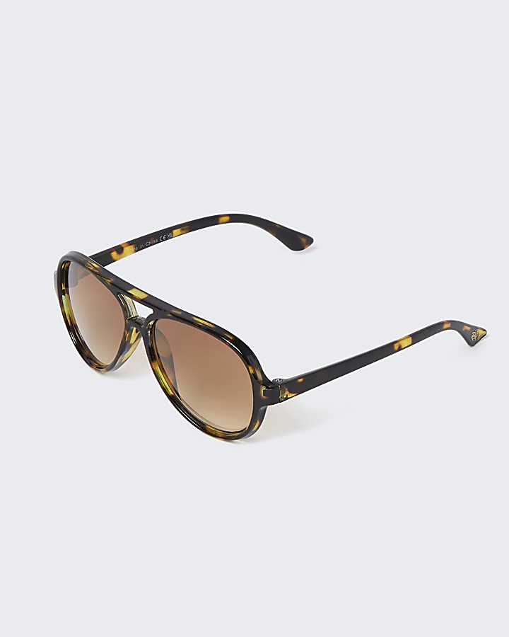 Mini boys brown Aviator blue lens sunglasses