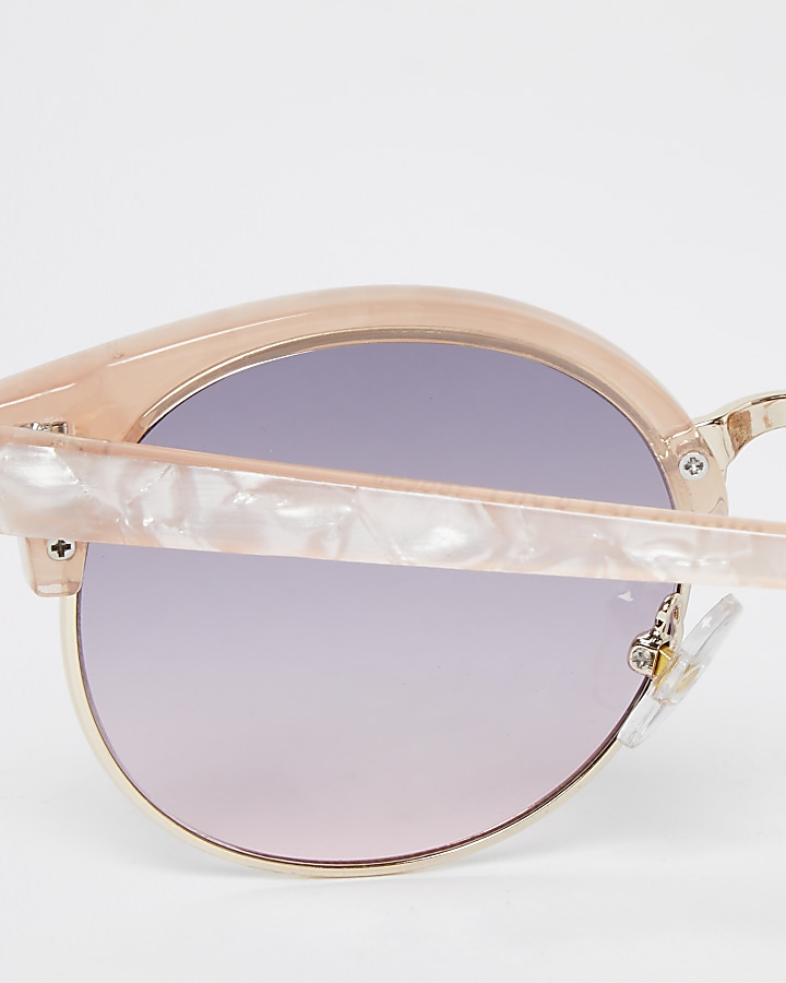 Girls pink retro round sunglasses