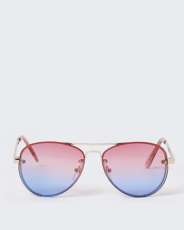 Girls pink aviator ombre sunglasses