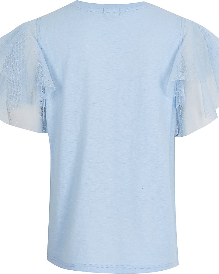 Girls blue necklace mesh t-shirt