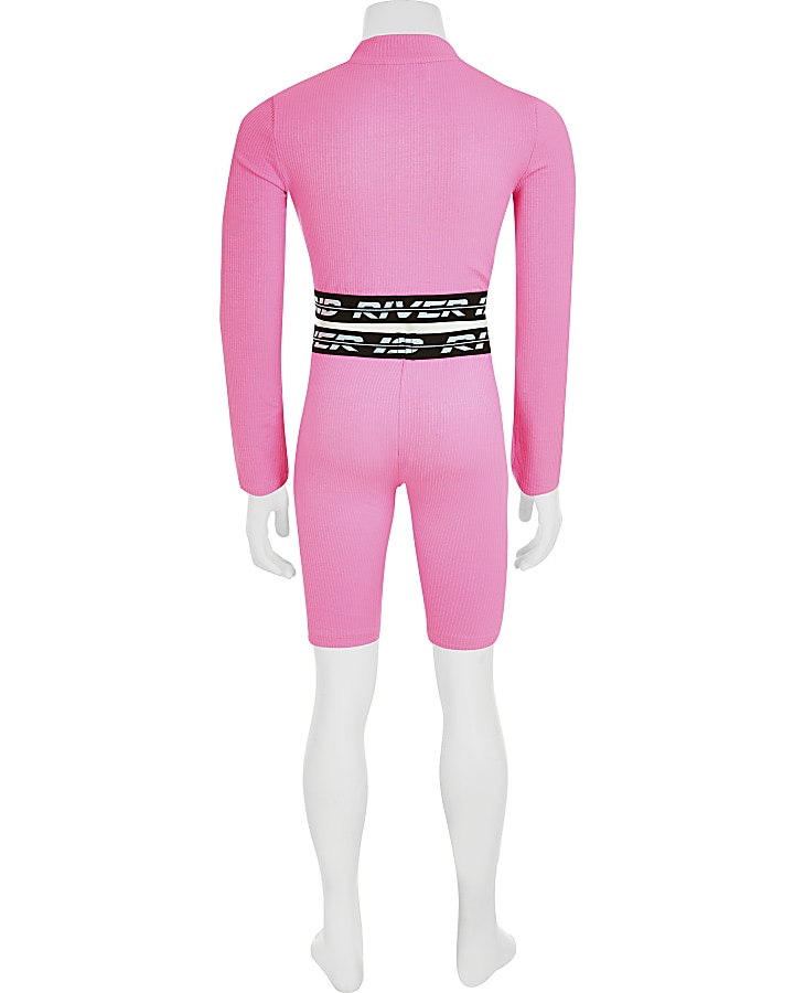 Girls pink RI Active crop top outfit
