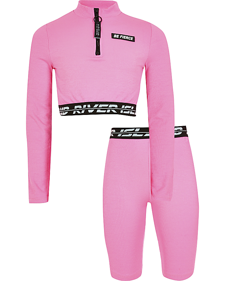 Girls pink RI Active crop top outfit