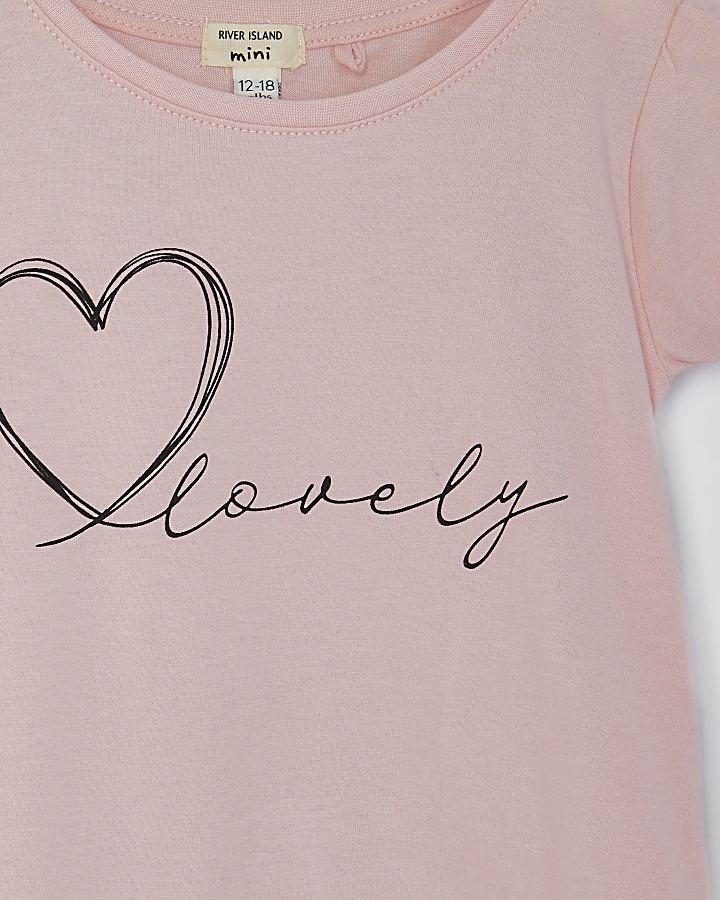 Mini girls pink 'Lovely' t-shirt