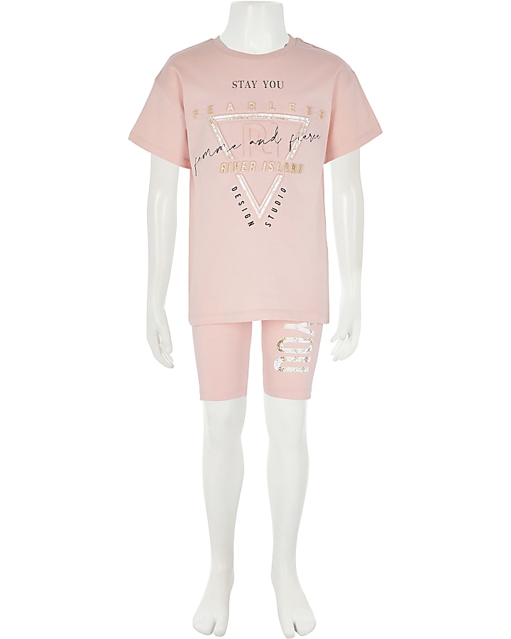 Girls pink RI Active t-shirt outfit