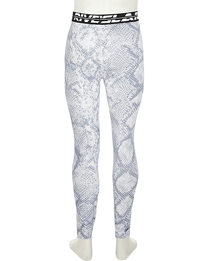Girls grey snake foil print Active leggings