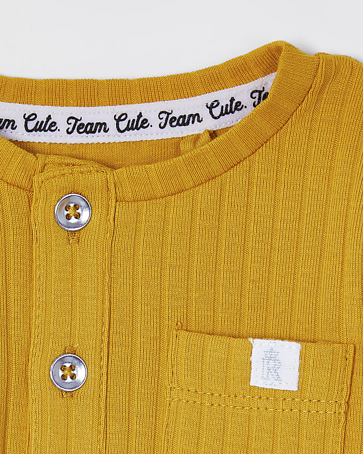 Baby yellow grandad collar top outfit