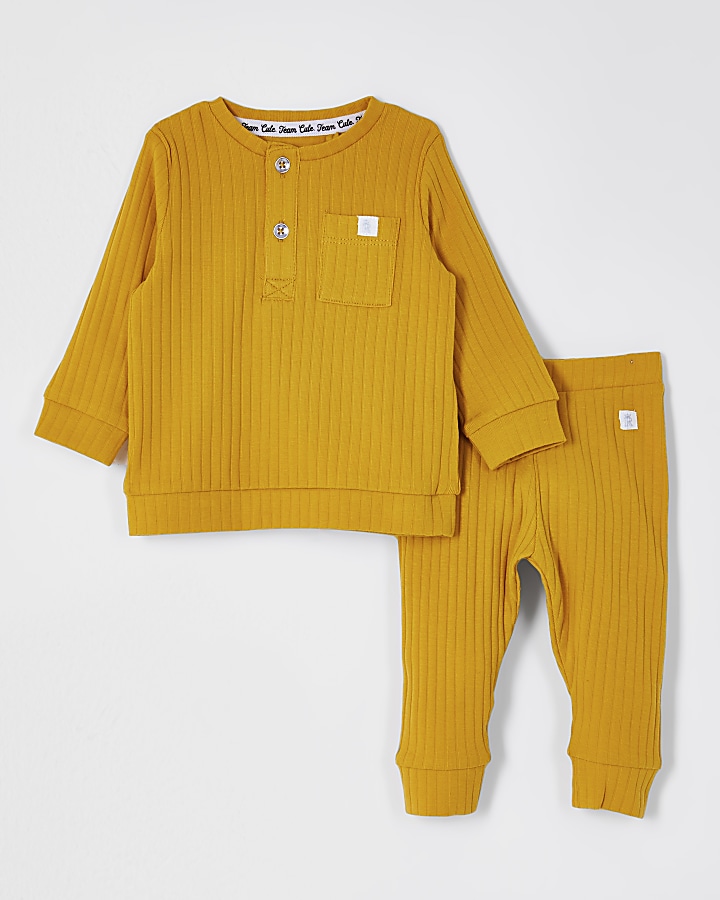 Baby yellow grandad collar top outfit
