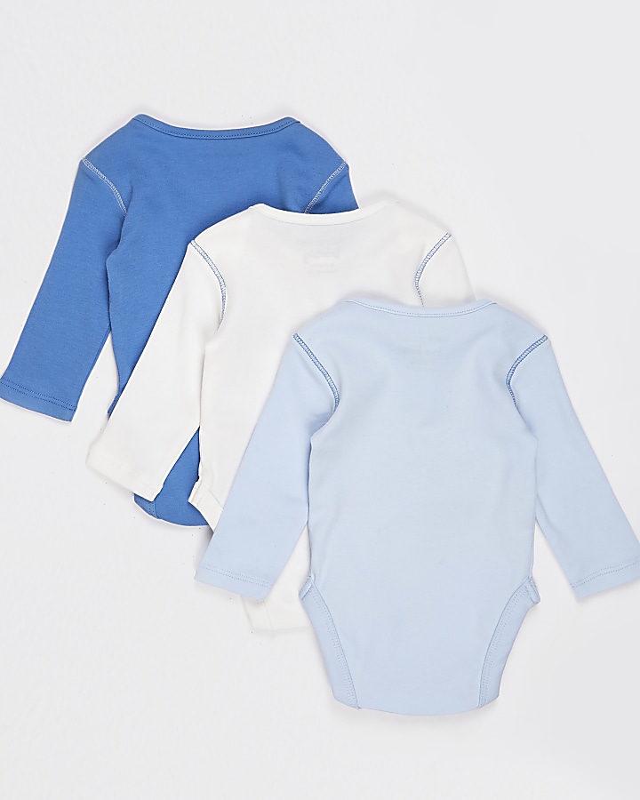 Baby blue long sleeve bodysuit 3 pack