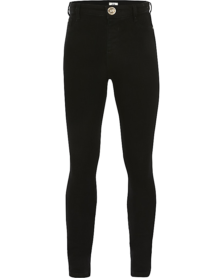 Girls Black Molly Mid Rise Jeggings River Island