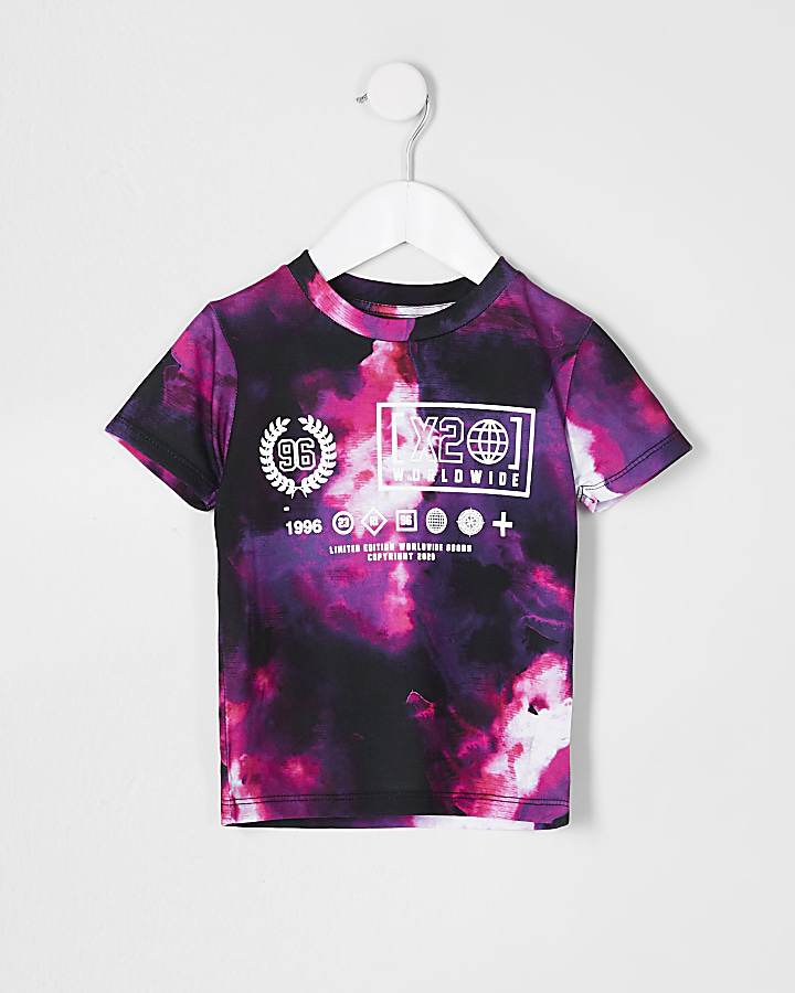 Mini boys purple tie die print t-shirt