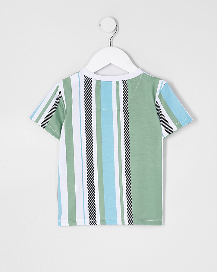 Mini boys green stripe t-shirt