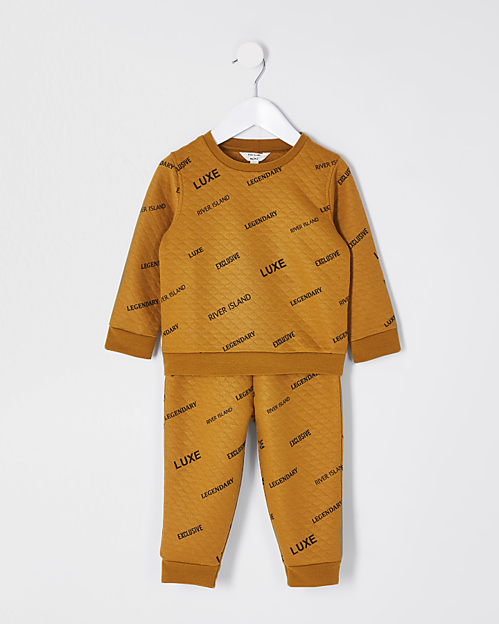 Mini boys yellow printed quilted outfit