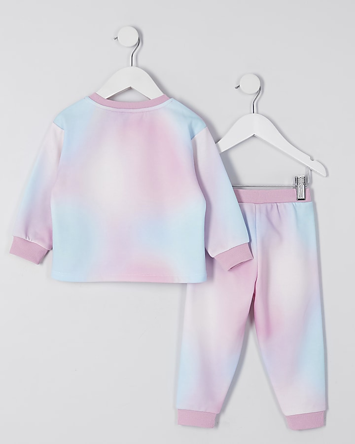 Mini girls pink tie dye loungewear set