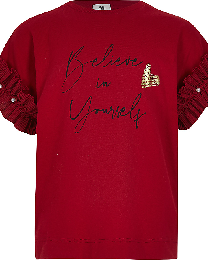 Girls red 'Believe in yourself' t-shirt