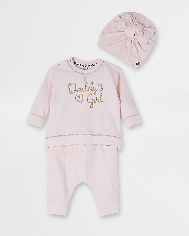 Baby pink 'Daddys girl' turban outfit