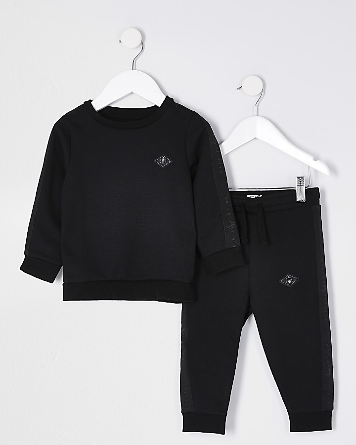 Mini Boys Black sweat and jogger outfit