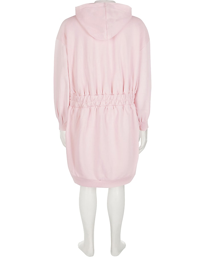 Girls pink ​'Couture' lace up hoodie dress