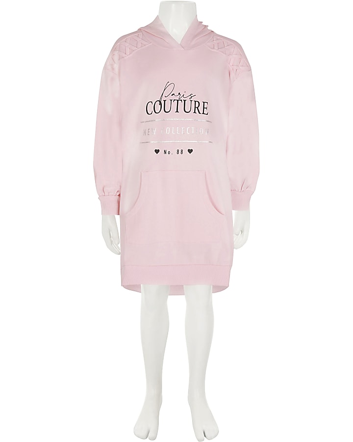 Girls pink ​'Couture' lace up hoodie dress