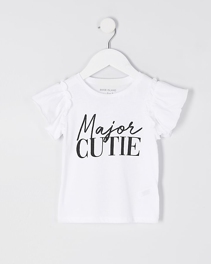 Mini girls white 'Major Cutie' t-shirt